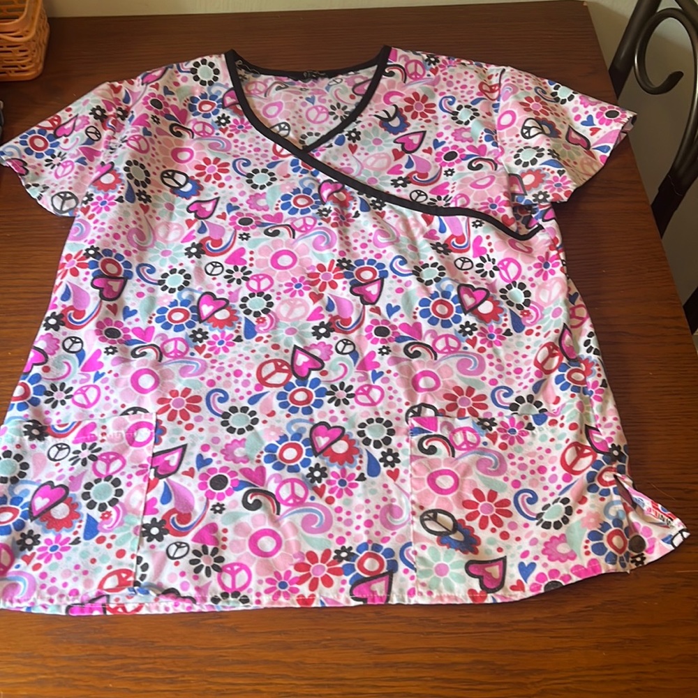 Get love , peace and love scrub top